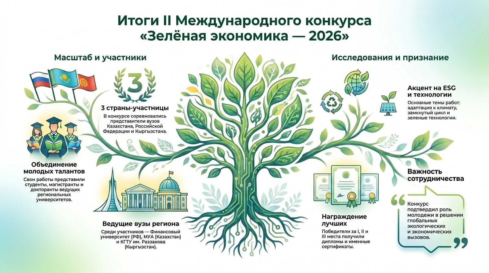 ПОДВЕДЕНЫ ИТОГИ II МЕЖДУНАРОДНОГО КОНКУРСА НАУЧНЫХ РАБОТ «ЗЕЛЁНАЯ ЭКОНОМИКА В УСЛОВИЯХ КЛИМАТИЧЕСКИХ ИЗМЕНЕНИЙ:  ВЫЗОВЫ И ПЕРСПЕКТИВЫ»